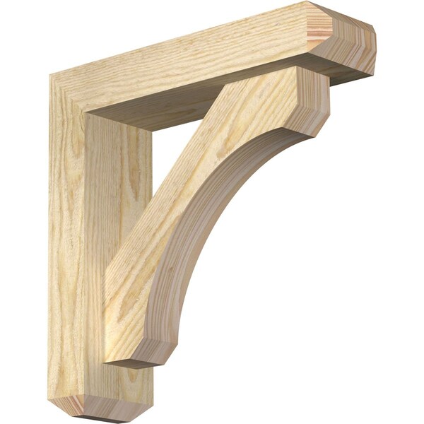 Ekena Millwork Legacy Craftsman Rough Sawn Bracket w/ Offset Brace, Douglas Fir, 4"W x 14"D x 14"H BKT0402X14X14LEC04RDF - main
